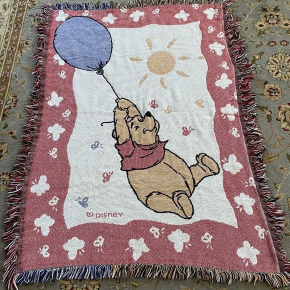 Disney Other - Disney Winnie the Pooh and balloon blanket throw reversible nursery sofa 48x36